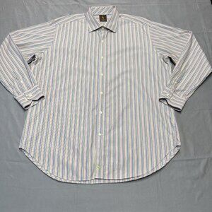 TailorByrd Men's Casual Button Down Multi Color Striped 2XL Long Sleeve Cotton